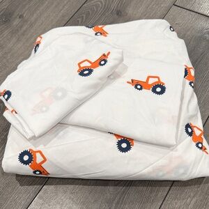 Queen Sheets Orange Tractor Print
